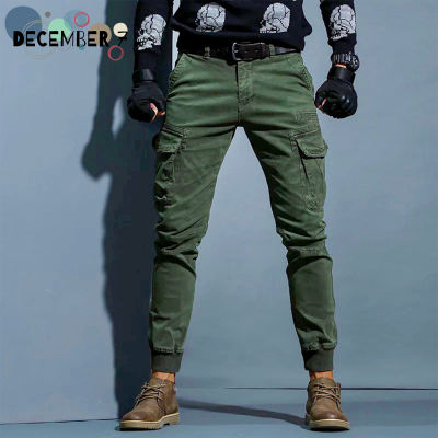 กางเกงขายาว กระเป๋าข้าง  ขาจั๊ม กางเกงเดินป่า ชาย/หญิง Jogger Pants ผ้าcotton รุ่นRML (สีเขียว)