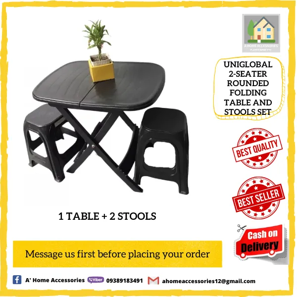 Uniglobal 2seater Rounded Folding Table and Stools Set Lazada PH