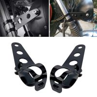 Support de phare de moto universel jumelé 33-45mm en acier oreilles de fourche pour Bobber Cafe Racer noir/argent