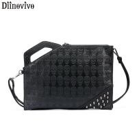 DIINOVIVO Skull Printing Clutch Female Rivet Women Handbags PU Leather Shoulder Crossbody Bag 2022 Women Bags Purse WHDV1176