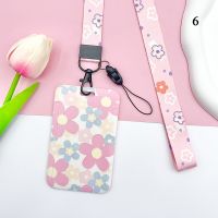 【CC】❧❧♙  Flowers Printing Lanyard Card Cover Holder Badge Cards Students Bus Bank ID Protectors