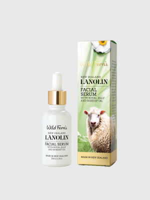 WILD FERNS (ไวล์ดเฟิร์นส) LANOLIN FACIAL SERUM ลาโนลิน เฟเชี่ยล เซรั่ม วิท โรยัล เจลลี่ และ โรวฮิปออยล์ 30 มล.