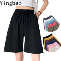 1 pcs Size Cotton Shorts Wear Wide Leg Loose Beach Elastic Waist Ladies Office Sport Short Pant Big