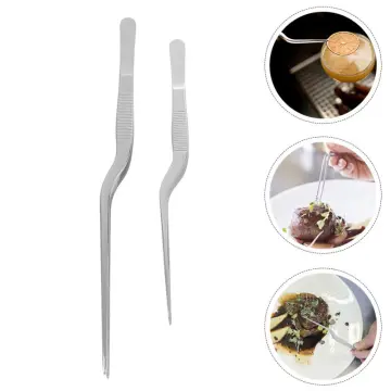 1PC Stainless Steel Tweezers Chef Food Tweezer BBQ Clip Seafood Barbecue  Tongs