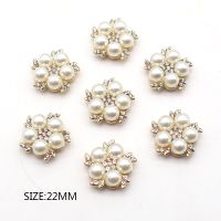 New Fashion10pcs/lot 22mm Metal Alloy Pearl Buttons Sewing Handwork Diy  Rhinestones Decoration Gold Jewelry Accessories Haberdashery