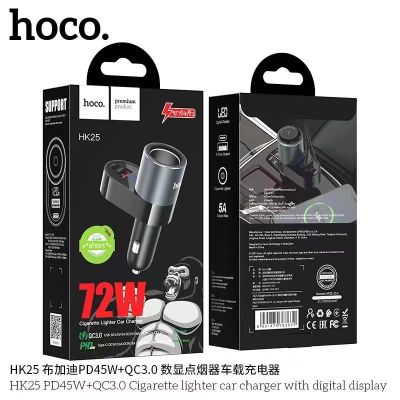 Hoco HK25 ที่ชาร์จในรถ 72W ฟาสชาร์จ Quick Charge 3.0 + PD3.0 รองรับ 12v-24v Fast Charger Car Charger สำหรับ Huawei Xiaomi One Plus iPhone