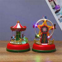 【ร้อน】หมู่บ้านตกแต่งคริสต์มาสเรืองแสง MusicCarousel ชิงช้าสวรรค์2022 Xmas Tree Decoration OrnamentParty Supplies