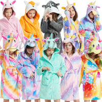 New Autumn Winter Hooded Children Bathrobe Kids Unicorn Bath Robe Boys Girls Animal Pyjamas Kids Long Sleeve Cartoon Towel Robe