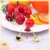 ? LECHU? 6ชิ้น/เซ็ต MINI hats อาหาร Pick KID อาหารผลไม้ส้อม Bento BOX Decor นำมาใช้ใหม่