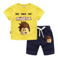 Ro-bloxs Boys Girls Pajamas Set Short Sleeve T-shirt Shorts New Cartoon Printed Cotton Summer Casual Sport Leisure Wear Kids Clothing 2 PCs