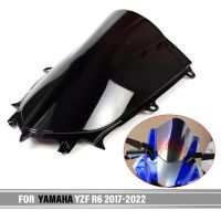 ♨สำหรับ Yamaha YZF 600 700 R7 R6 2017 2018 2019 2020 2021 2022 2023รถจักรยานยนต์กระจกบังลมหน้าจอสีดำ YZFR6 YZFR7