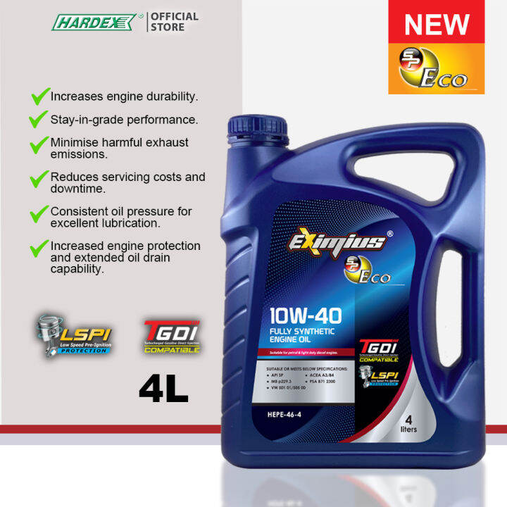 HARDEX Eximius SP Eco Fully Synthetic Engine Oil SAE 10W-40 (4L) HEPE ...