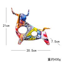 B1 Art Colorful Bull Sculpture Resin Animal Statue Modern Art Graffiti Home Living Room Decor Desk Aesthetics Room Decor Gift