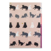 MIDORI 3 Pockets Clear Folder  Cat / แฟ้ม 3 ช่อง ขนาด A4 ลายน้องแมว แบรนด์ MIDORI จากประเทศญี่ปุ่น (D35255006)