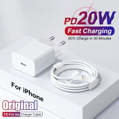 For Apple PD 20W Original Charger For iPhone 14 12 11 13 Pro Max 7 8 Plus XS X XR iPad Air Fast Charging USB C Cable Accessories