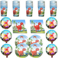 64pcslot Birthday Party Dinosaur Theme Kids Favors Tableware Set Plates Cups Glass Dishes Baby Shower Fvoil Balloons Napkins