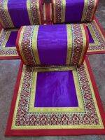 ชุดหมอนอิงหมอนกราบและผ้าอาสนะปูนั่งพระสงฆ์ สีสด หลากสี (A set of cushions, prostrate pillows and asana cloth for sitting monks)