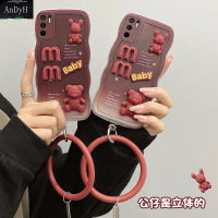 AnDyH New Design For Xiaomi Poco M3 Pro 5G Redmi Note 10 5G Case 3D Cute Bear+Solid Color Bracelet Fashion Premium Gradient Soft Phone Case Silicone Shockproof Casing Protective Back Cover