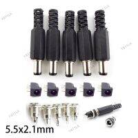 12V 5.5*2.1MM DC Male Plugs DC022 DC099 Power Socket Female Jack Screw Nut Panel Mount Connector Panel diy plug 5.5 x 2.1mm YB11