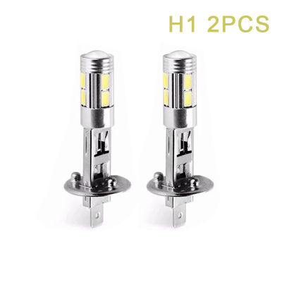 SciTech 2ชิ้นหลอดไฟ LED H3 H1สำหรับรถยนต์หลอดไฟ LED สีขาว6000K 10-SMD พลังงานสูง5630ถอดรหัสรถยนต์ไฟตัดหมอกขับรถโคมไฟอัตโนมัติ DRL