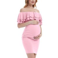 【DT】hot！ Maternity Dresses Photo Shoot Shoulder Baby Shower for