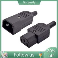 GORGESITY 3Pcs ชายหญิง ซ็อกเก็ตปลั๊ก AC C13 C14 ขั้วต่อสายไฟ ขั้วต่อไฟ AC 320ตรง 10A 250โวลต์ Rewirable