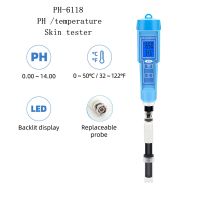 2 In 1 PH-6118 PH Meter Acidity Meter Skin&amp;Temperature Automatic Calibrate for Cosmetics Skin Water Lab Milk Fruit Meat 40%OFF