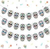 FANGLELAND 3แพ็คของวันตายมาลัย,Dia De Los Muertos ตกแต่งแบนเนอร์,น้ำตาลกะโหลกอุปกรณ์สำหรับเม็กซิกันวันตายเฟียสต้าเทศกาลพรรค