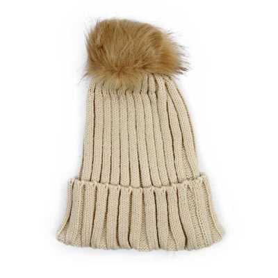 Womens winter rabbit fur ball warm hat knitting crochet wool hat