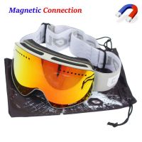 Ski Goggles with Magnetic Double Layer Lens Skiing Anti-fog UV400 Snowboard Goggles Men Women Ski Glasses Eyewear Case