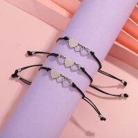 COD SDGREYRTYT 3Pcs/Set Creative Double Heart-shaped Sister Braided Bracelets Handmade Friends Gift Jewelry