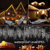 Street Garland New Year Christmas Decorations for House Outdoor Waterproof Festoon Icicle Curtain Light 3.5M Droop 0.30.40.5M