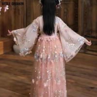 ชุด Hanfu สำหรับเด็กผู้หญิงชุดแฟชั่นแบบจีนโบราณ Gaun Tahun Baru สไตล์ประเพณีจีนสวมใส่สบาย