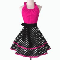 New Sexy Household Cleaning Antifouling Female Adult Apron Lace Halter Polka Dot 2-Layer Bib