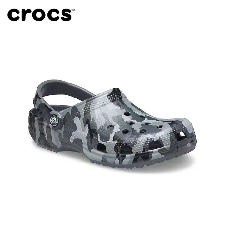 crocs-2023-รูปแบบใหม่-crocs-literide-camo-ชายหาดรองเท้าพักผ่อนกลางแจ้งชายหาดรองเท้าแตะรองเท้าแตะ
