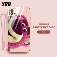 YBD การ์ตูนดิสนีย์เคสโทรศัพท์หมีสตรอเบอร์รี่สำหรับ OPPO Realme C20 C20A C11 2021 Realme Narzo 50i Narzo มันวาวป้องกันการแตกฝาหลัง TPU นุ่ม (ฟรีสายคล้อง)