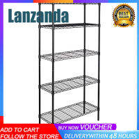 5-Shelf Adjustable, Heavy Duty Storage Shelving Unit (ความจุในการโหลด350ปอนด์ต่อชั้นวาง), Steel Organizer Wire Rack, Black