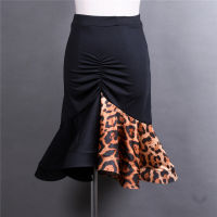 Latin Dance Skirt For Women Leopard Irregular Latin Costume Samba Tango Lady Dancing Dresses For Practice Performance Dancewear