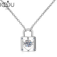 IOGOU 925เงินสเตอร์ลิง0.3ct Moissanite สร้อยคอผู้หญิงที่ไม่ซ้ำกันล็อคเต้นรำสร้อยคอจี้วันขอบคุณพระเจ้าเครื่องประดับ Gift