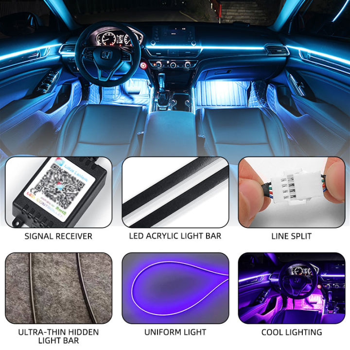 for18-in1led-symphony-strip-car-ambient-lights-accessories-rbg-64color-interior-acrylic-strip-guide-fiber-optic-interior-light