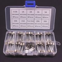 72PCS 6X30MM glass fuse 0.5A-30A 6*30mm fuse tube sample box with bracket Fuses  Accessories