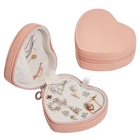 Heart Shape Portable Jewellery Box Travel Organizer Heart Jewelry Box PU Leather Women Girls Traveling Jewelries Case Dropship