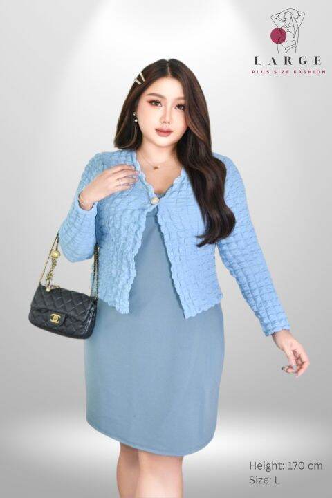 style-plus-size-set-s39-ชุดเซตสาวอวบ-ชุดเซ็ท-2-ชิ้น-เสื้อคลุม-เดรสแซ่บ-ผ้ายืดวูลลี่-lอก38-42-xxl-42-50-ชุดเซ็ทผู้หญิงอวบ-ชุดทำงานสาวอวบ-ชุดเดรสสาวอวบ-แฟชั่นสาวอวบ-แบรนด์ไทย