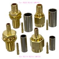 10Pcs SMA Male plug &amp; Female Jack Bulkhead Crimp RG316 RG174 &amp; RG58 RG142 LMR195 Cable RF Coaxial connector Wire Terminals 50ohm Electrical Connectors