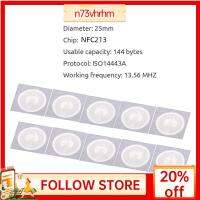 N73VHRHM 50pcs 13.56MHz ป้าย NFC เส้นผ่าศูนย์กลาง25มม. กลมกลมๆ ป้ายสติกเกอร์ฉลาก ใช้งานได้จริง สติกเกอร์213 สำหรับ Huawei Share ios13ทางลัดอัตโนมัติส่วนบุคคล คัดลอกป้ายโคลน