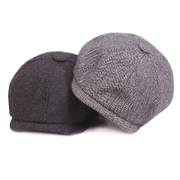 Splicing T Newsboy หมวกผู้ชาย Beret Herringbone Gatsby หมวกฤดูใบไม้ร่วงฤดูหนาว Street หมวกแปดเหลี่ยม Brim หมวก Vintage Berets