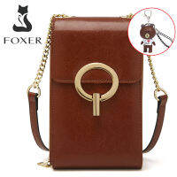 top●FOXER Small Phone Bag PU Leather Girl Mini Crossbody Bag Fashion Female Messenger Ladies Shoulder Bag Rectangle Cellphone Bag