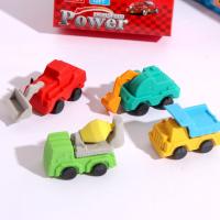 4Pcs/Set Creative Cartoon Engineering Truck Car Gift Boxed Eraser Set Student Stationery Rubber Toys for Boy School Supplies