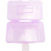 Plastic Handle 2 Layer Hardware Tools Storage Box, Clear Purple