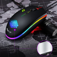 M55 ออปติคอลเมาส์เล่นเกม RGB ความแม่นยำสูงออปติคอลเมาส์เล่นเกม DPI 800-1600 ปรับเหมาะสำหรับ MMORPG (BNS) FPS MoBA แบบใช้สายสก์ท็อปการเล่นเกมคอมพิวเตอร์ปิดเสียงเมาส์ cf esports